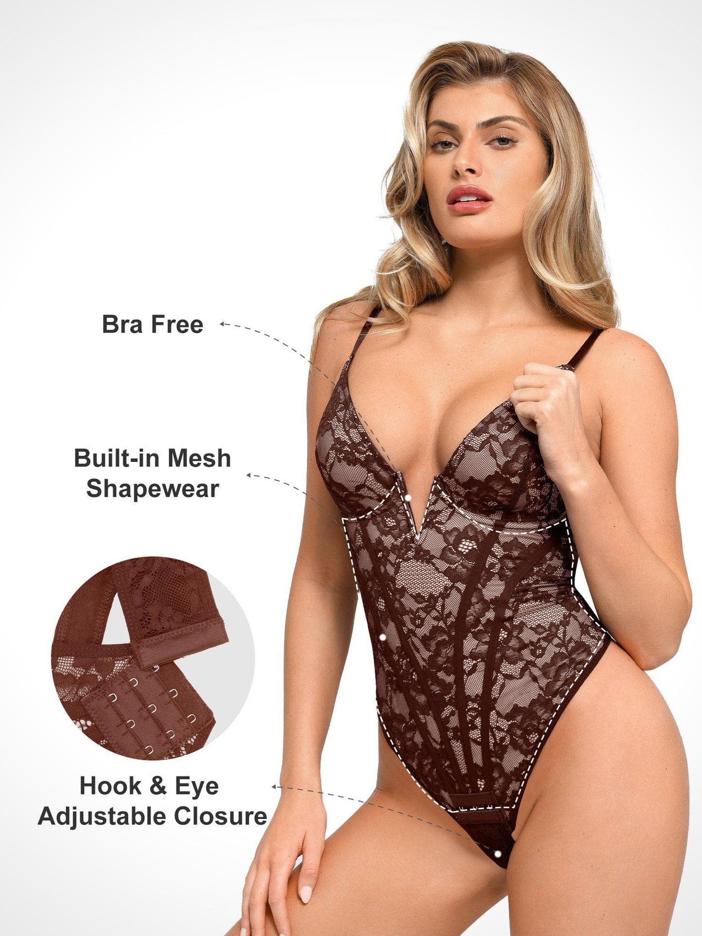 The Shapewear Bodysuits Lace Smooth Firm Control Thong