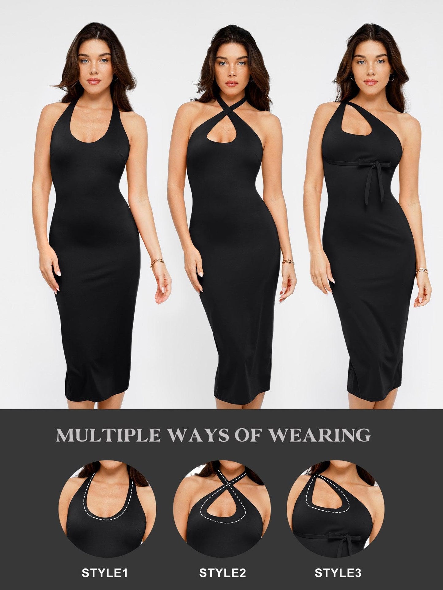 The Shapewear Dresses Backless Halter Midi