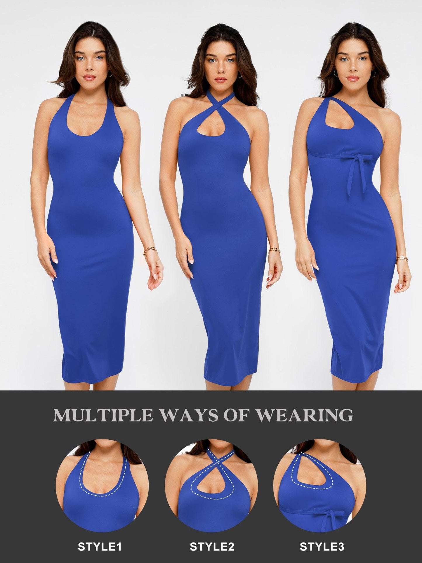 The Shapewear Dresses Backless Halter Midi