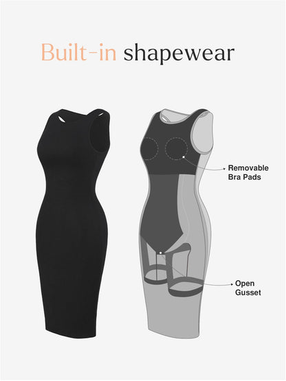 The Shapewear Dresses Crew Neck Sleeveless Midi