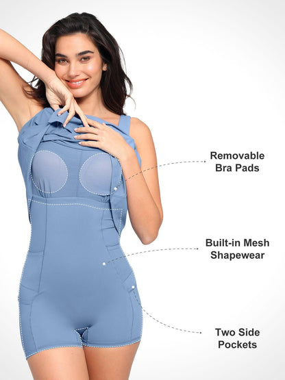 The Shapewear Dresses Or Shorts Pet Hair Resistant Square Neck Workout