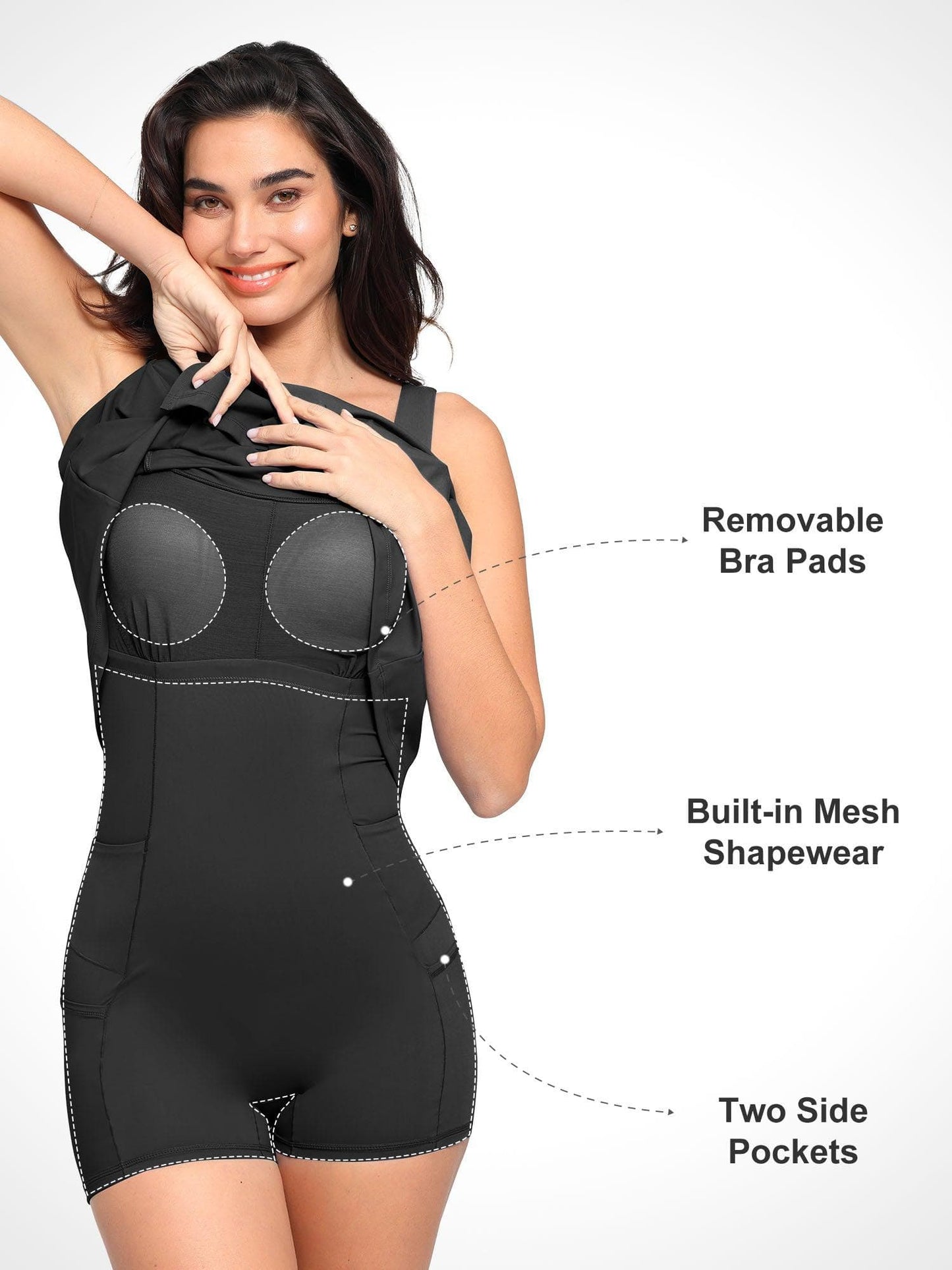 The Shapewear Dresses Or Shorts Pet Hair Resistant Square Neck Workout