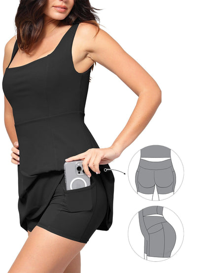 The Shapewear Dresses Or Shorts Pet Hair Resistant Square Neck Workout