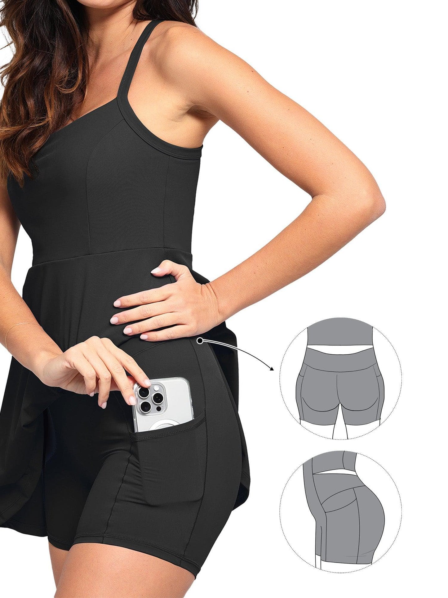 The Shapewear Dresses Or Shorts Pet Hair Resistant Square Neck Workout