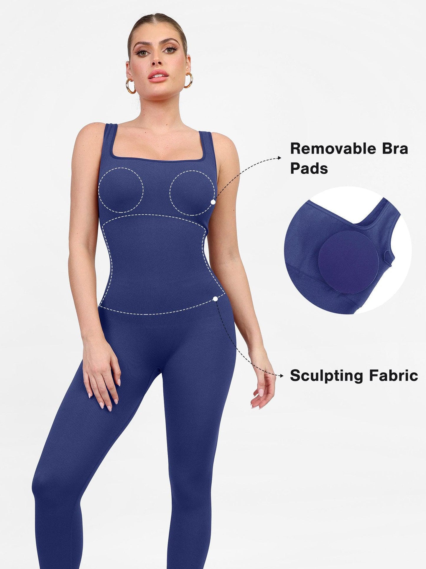 The Shapewear Jumpsuit Seamless Square Neck One Piece Sport