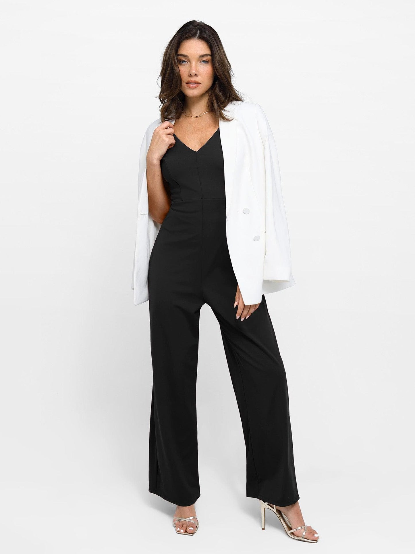 The Shapewear Jumpsuit V Neck Wide-Leg Sleeveless or Dress