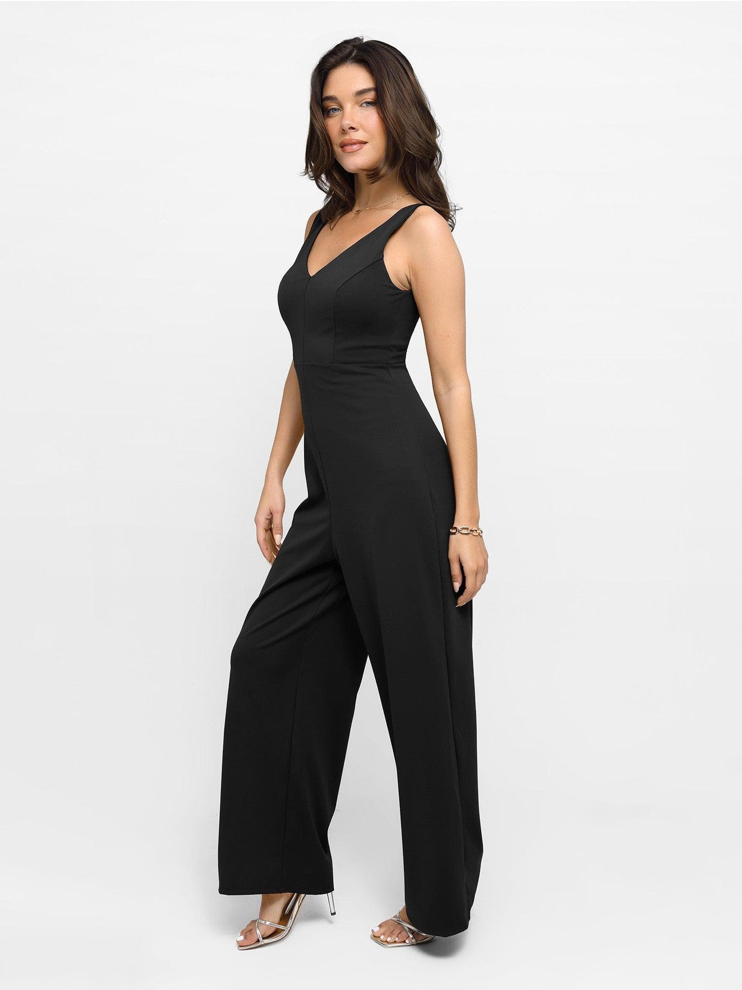 The Shapewear Jumpsuit V Neck Wide-Leg Sleeveless or Dress