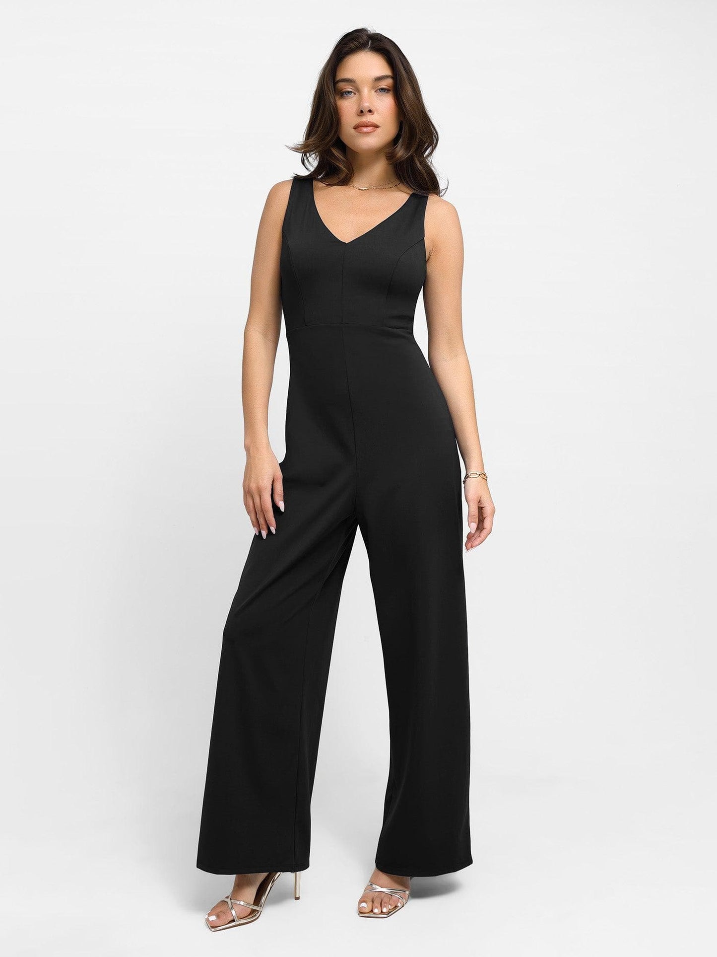 The Shapewear Jumpsuit V Neck Wide-Leg Sleeveless or Dress