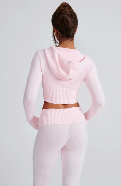 Portia gebreide hoodie - roze