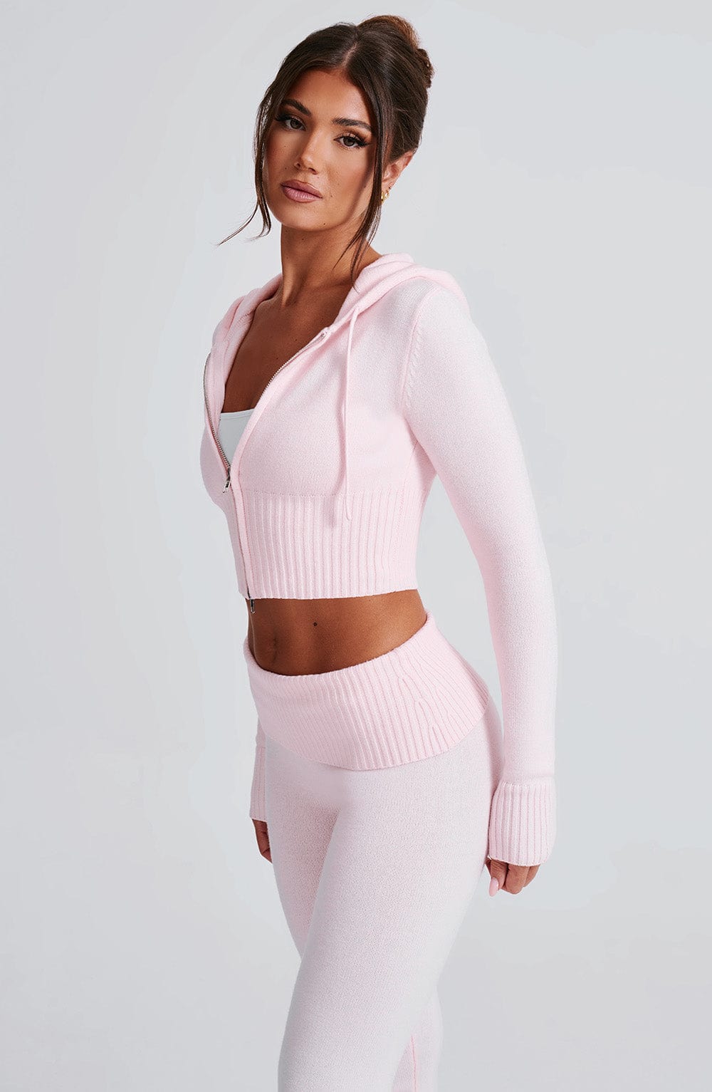 Portia gebreide hoodie - roze