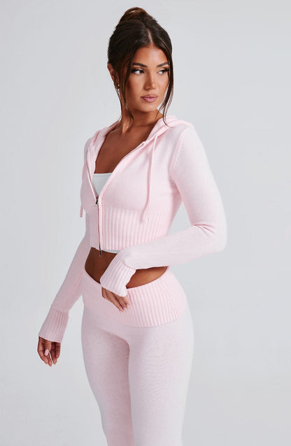 Portia gebreide hoodie - roze