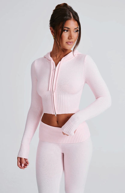 Portia gebreide hoodie - roze