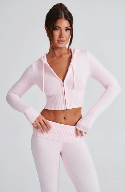 Portia gebreide hoodie - roze