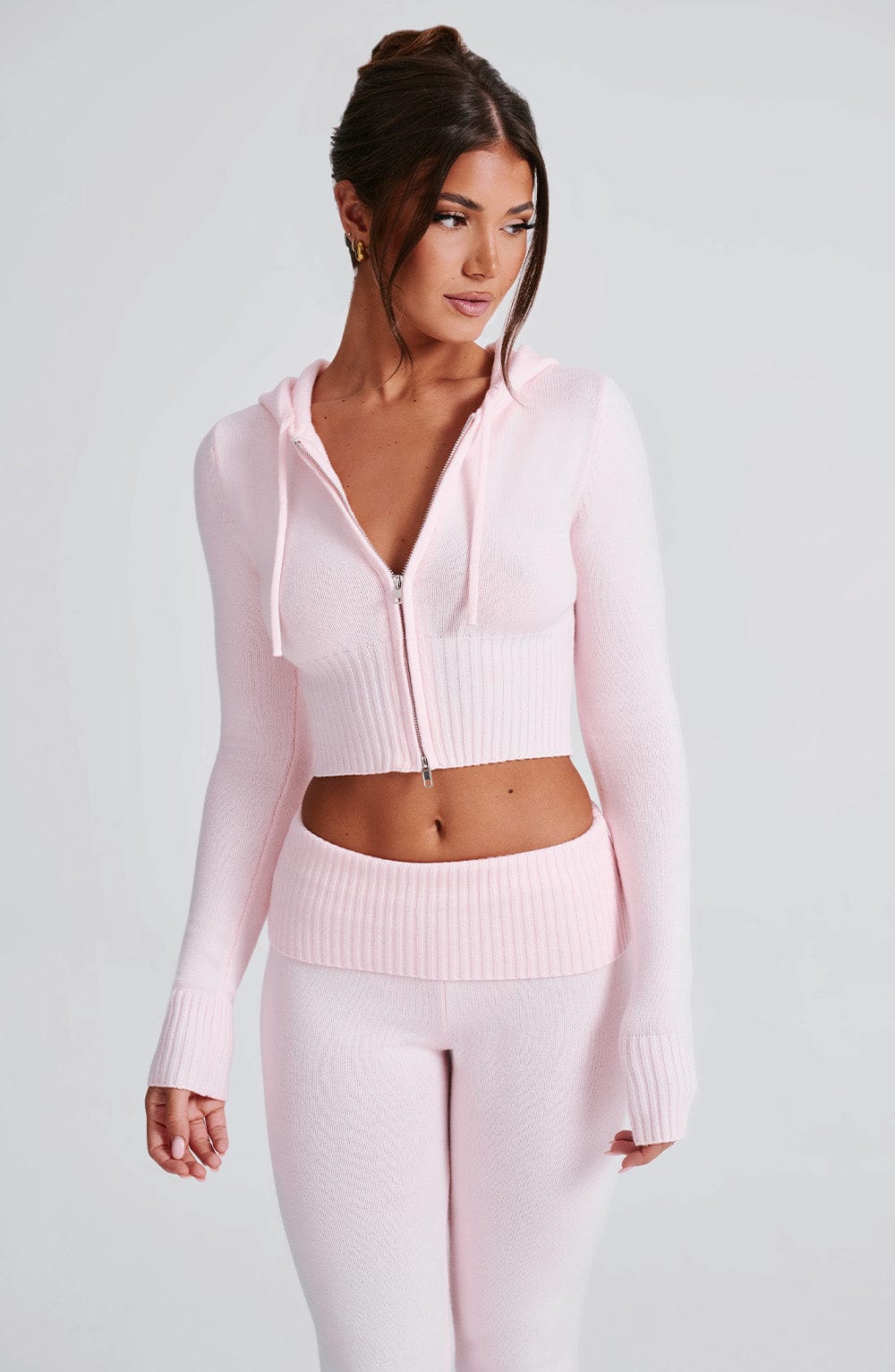 Portia gebreide hoodie - roze