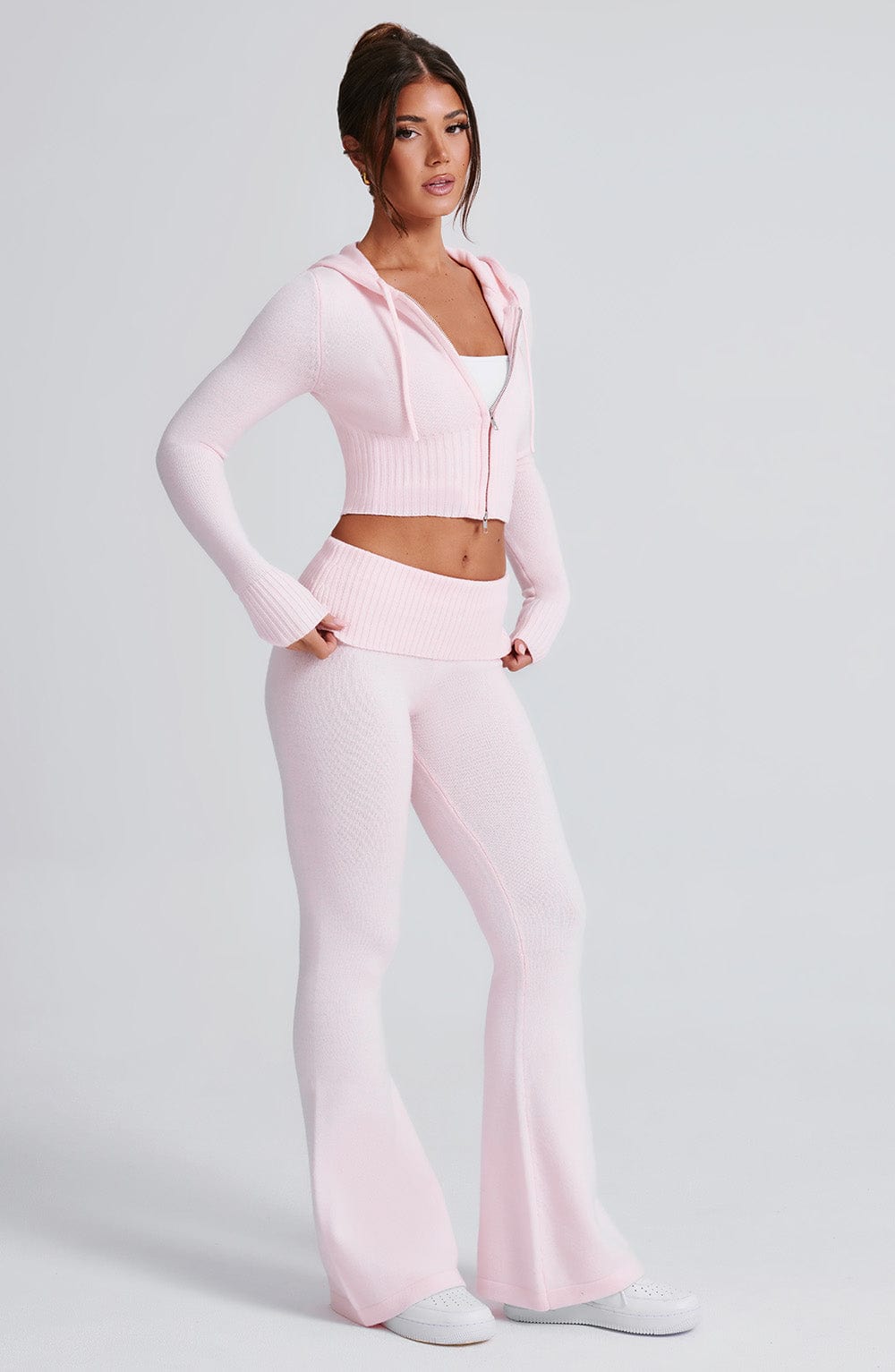 Portia gebreide hoodie - roze