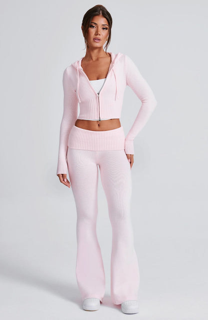 Portia gebreide hoodie - roze