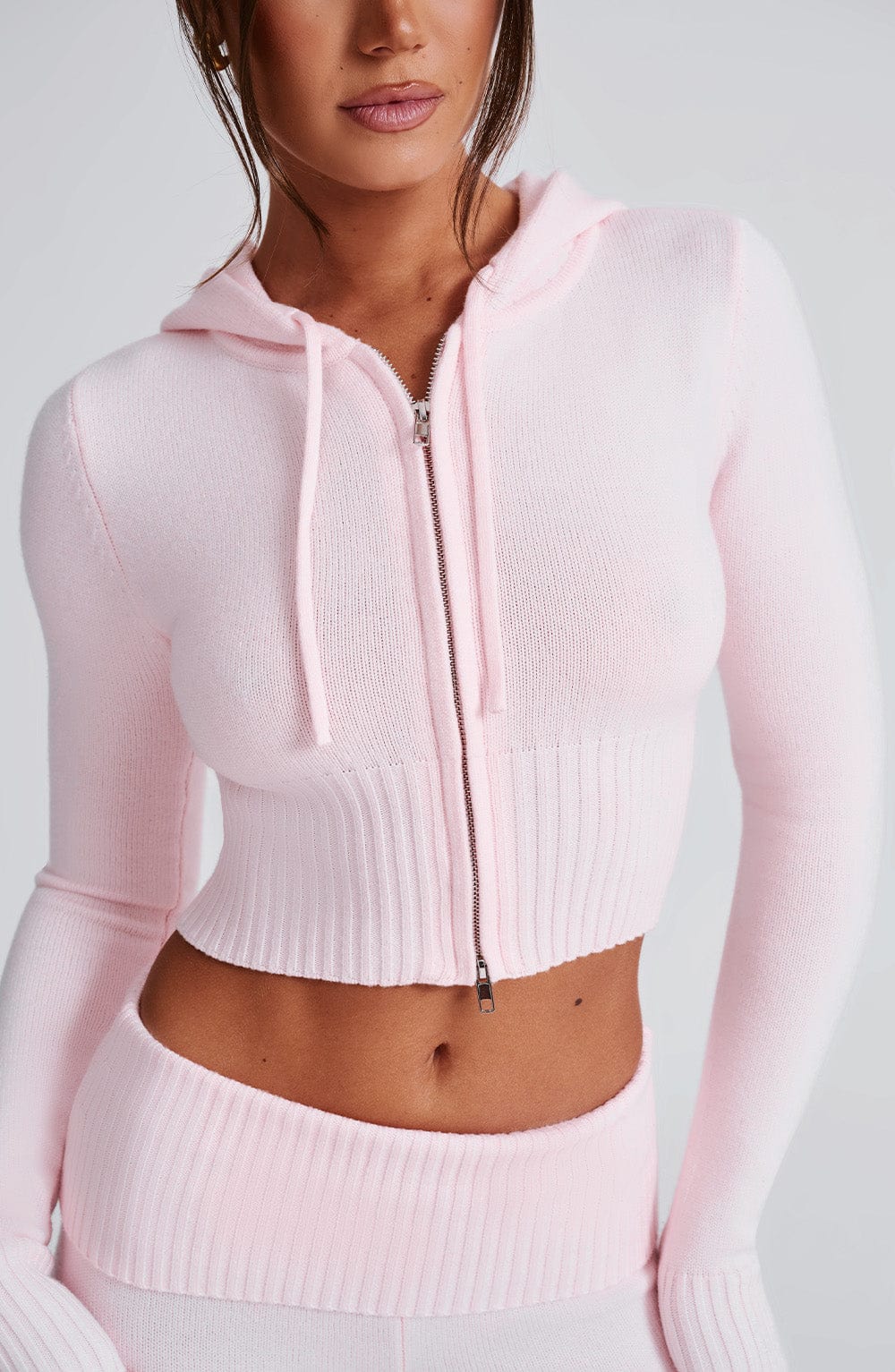 Portia gebreide hoodie - roze