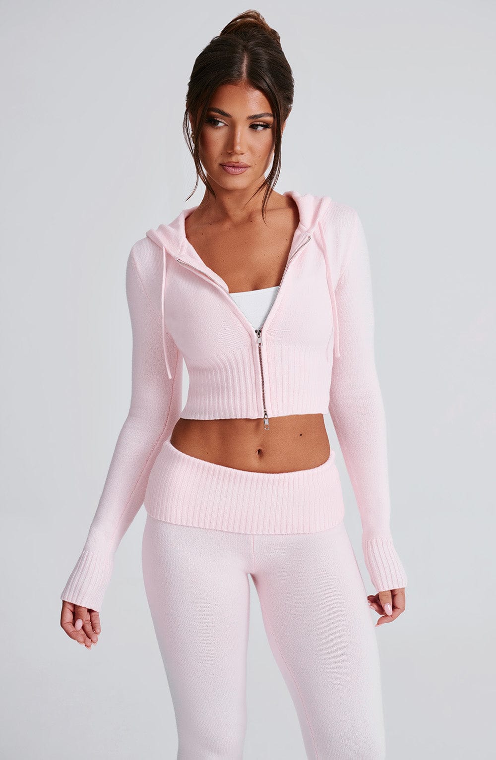 Portia gebreide hoodie - roze