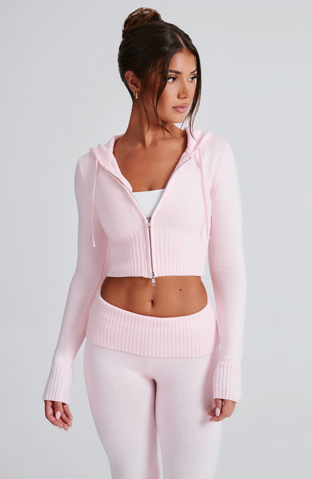 Portia gebreide hoodie - roze