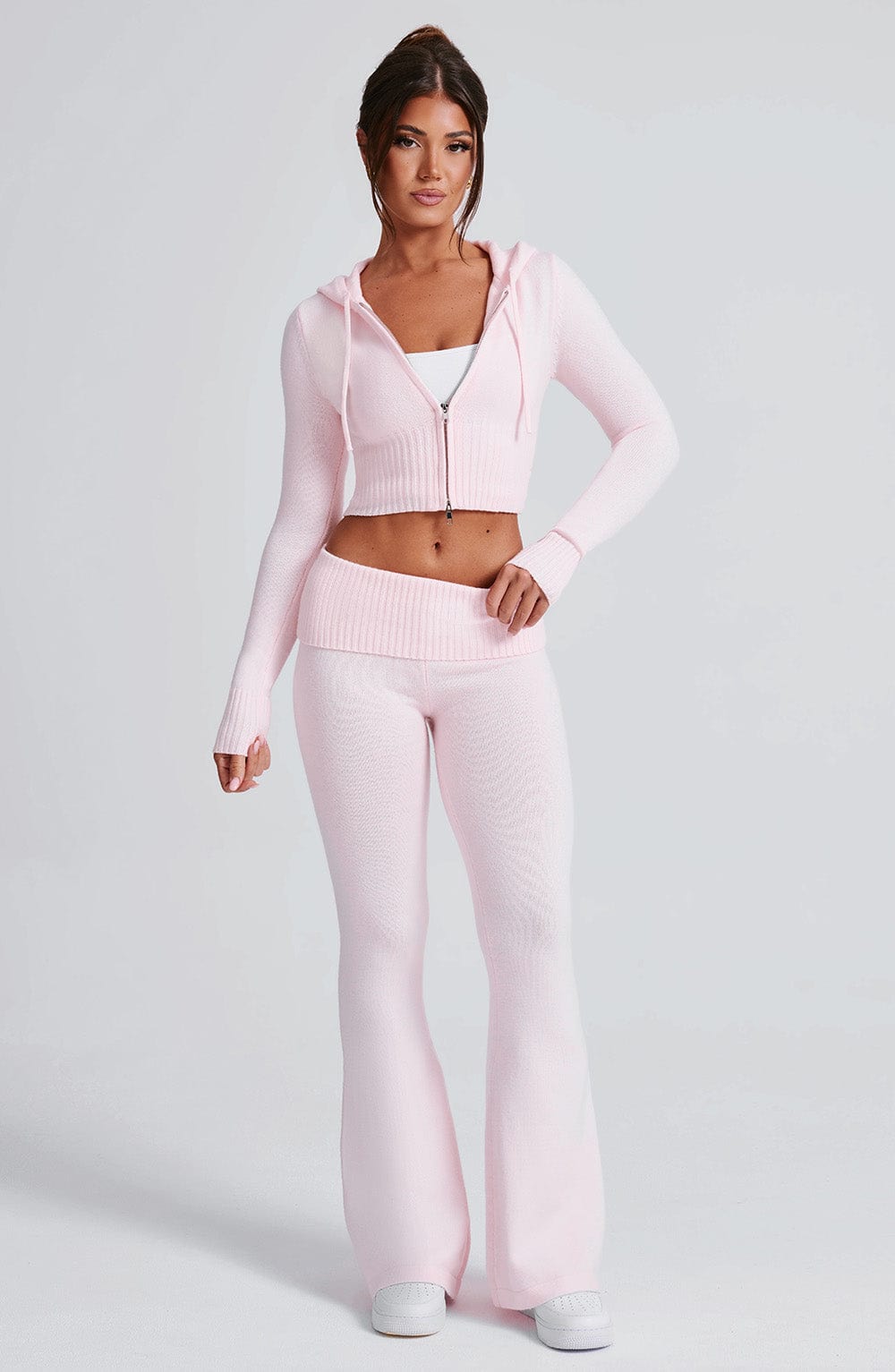 Portia gebreide hoodie - roze