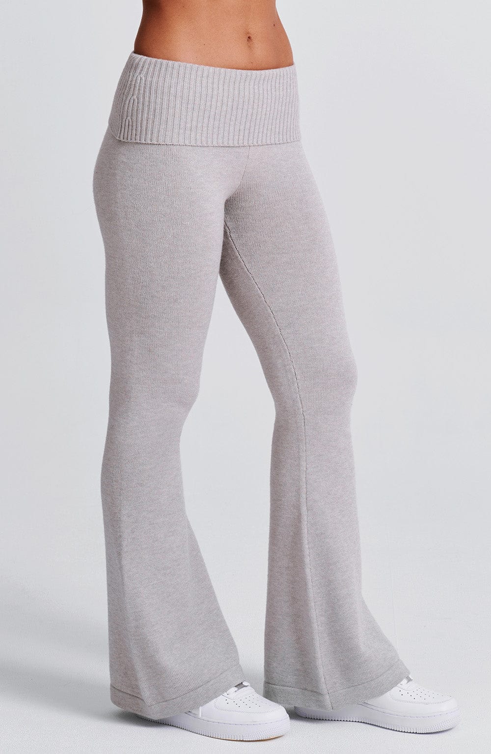 Portia Knit Pants - Light Grey Marl