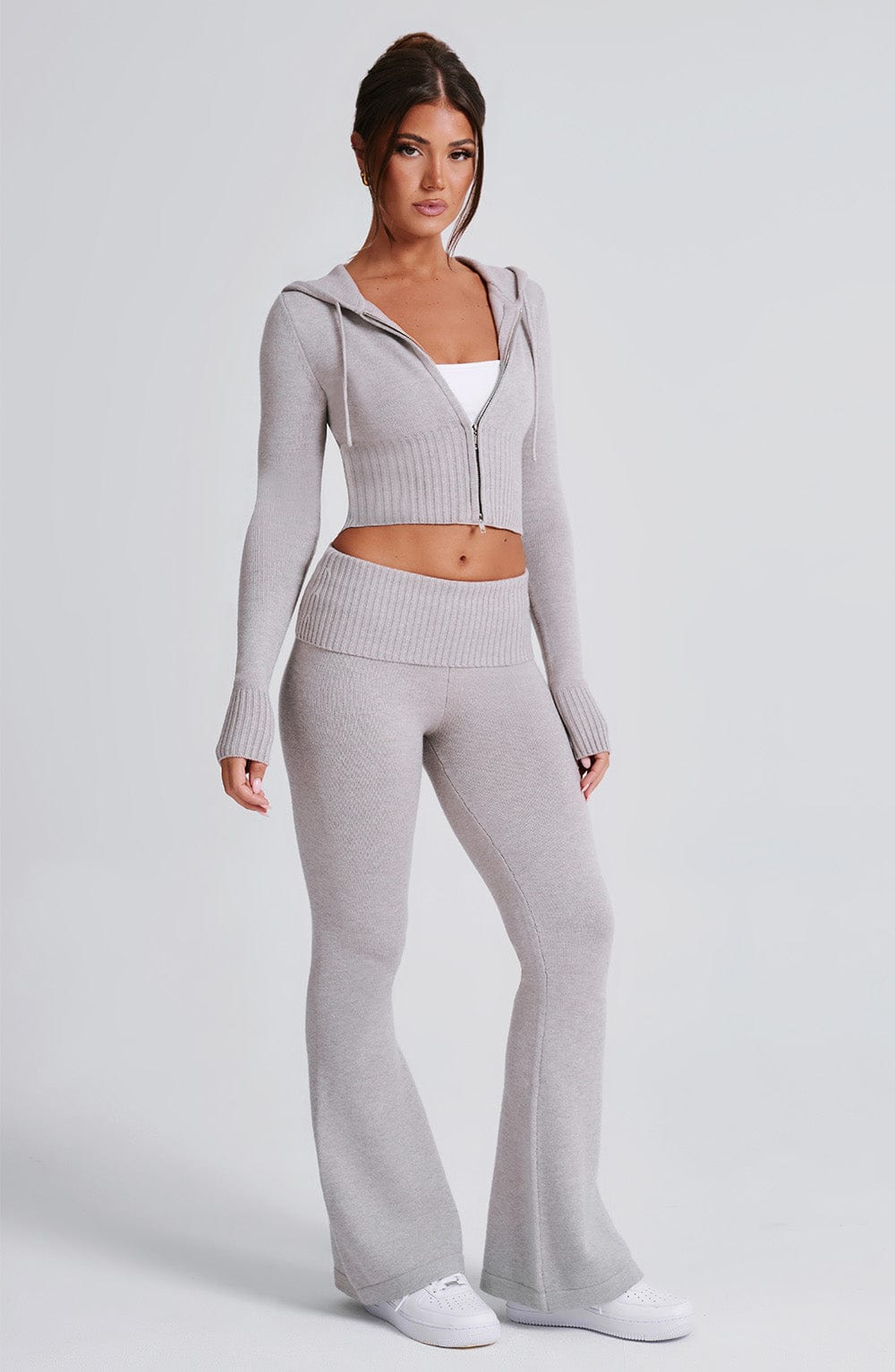 Portia Knit Pants - Light Grey Marl