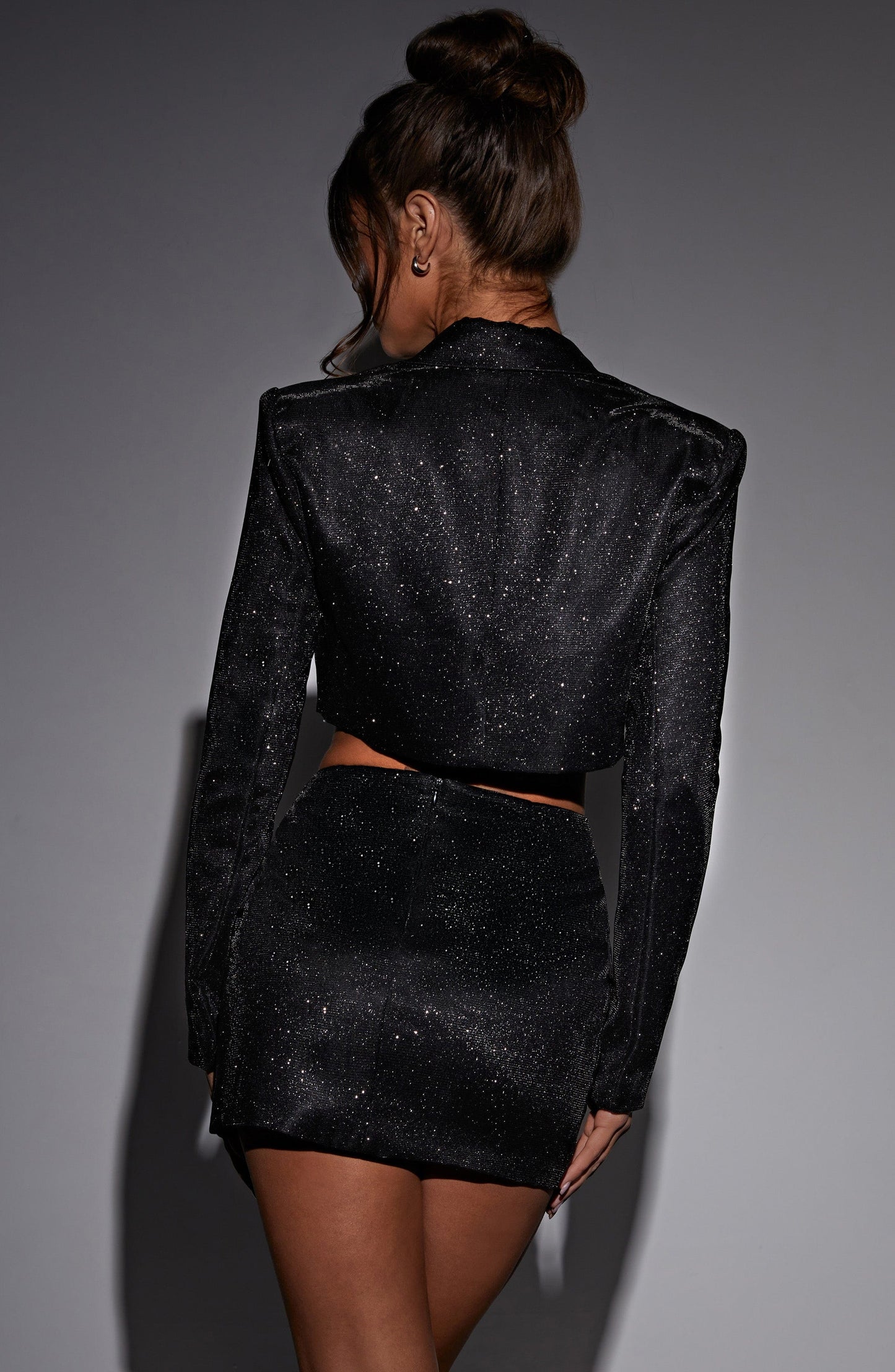 Stefania Cropped Jacket - Black Sparkle