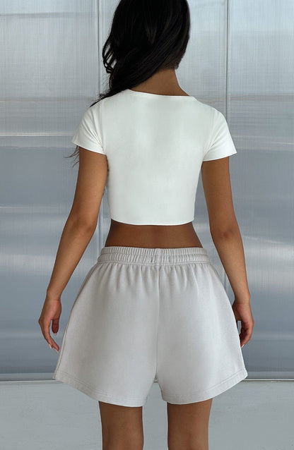 Studio Cap Sleeve Crop - White