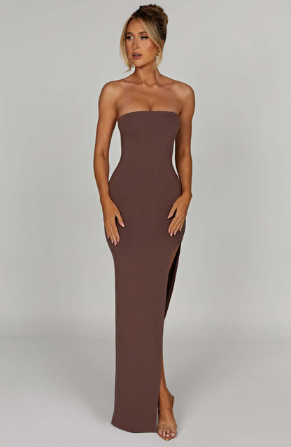 Teyana Maxi-jurk - Chocolade