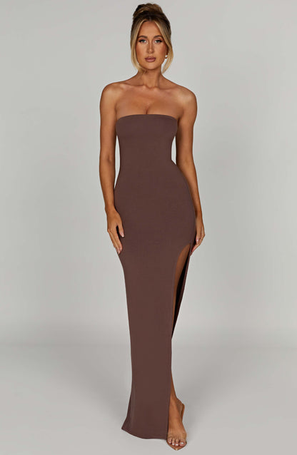 Teyana Maxi-jurk - Chocolade